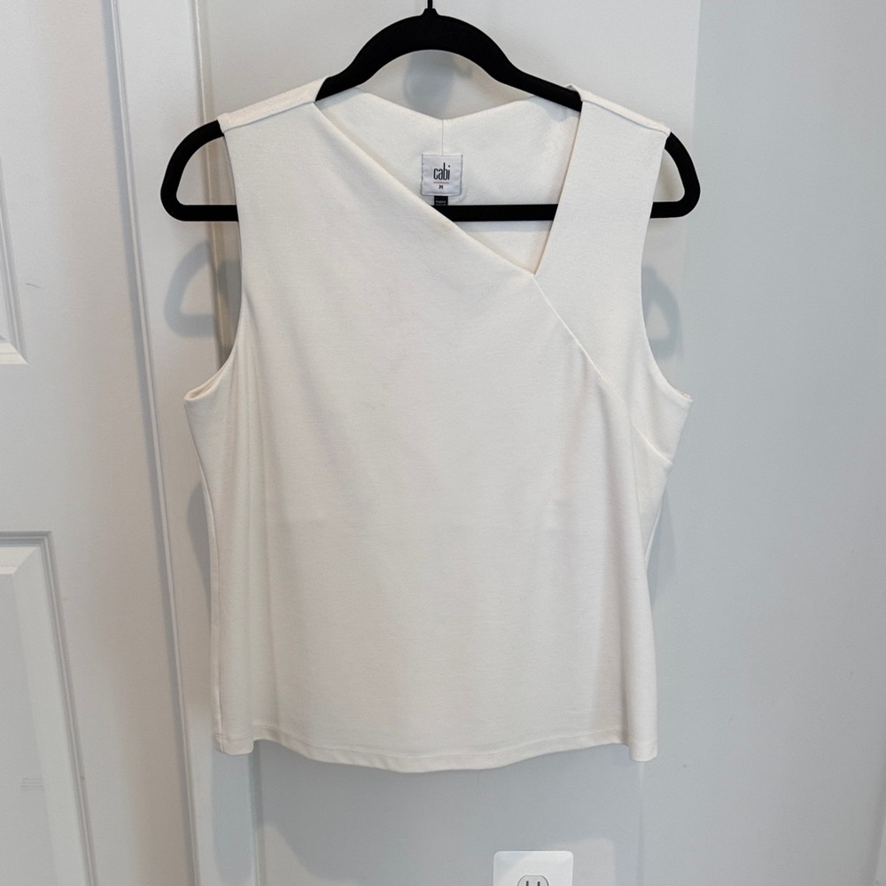 CAbi Ivory Asymmetrical Sleeveless Top